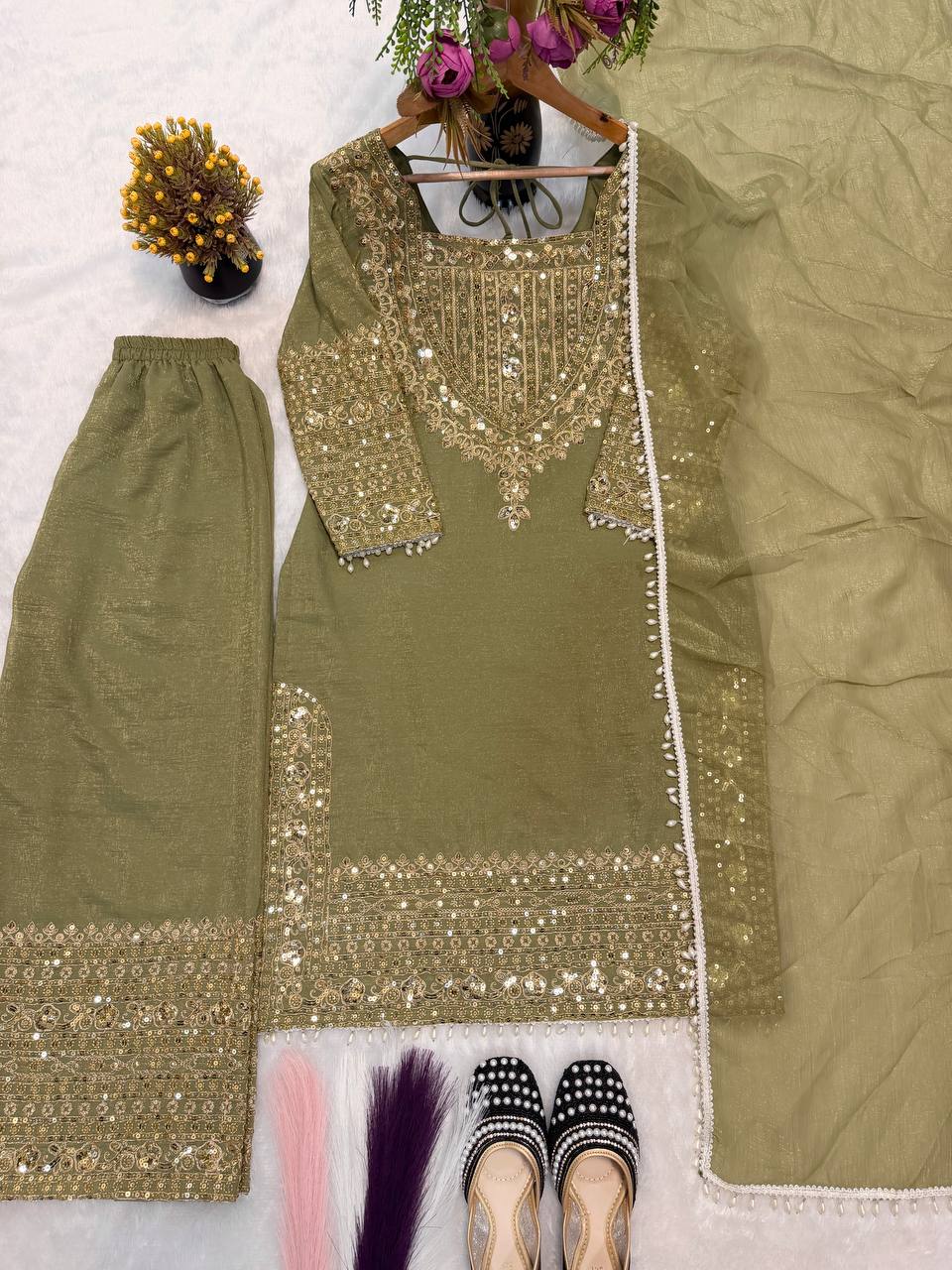 Royal Orchid Embroidered Evening Couture